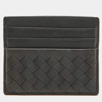 Bottega Veneta Dark Grey Intrecciato Leather Card Case