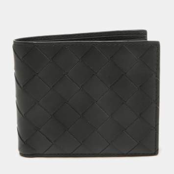 Pre Owned Bottega Veneta Black Intrecciato Leather Bifold Wallet
