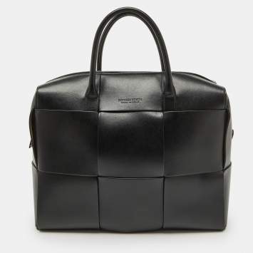 Pre Owned Bottega Veneta Black Intrecciato Leather Arco Briefcase