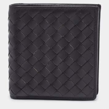مملوكة مسبقًا Bottega Veneta Dark Brown Intrecciato Leather Bifold Wallet