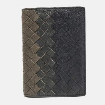Bottega Veneta Ombre Black Intrecciato Leather Bifold Wallet