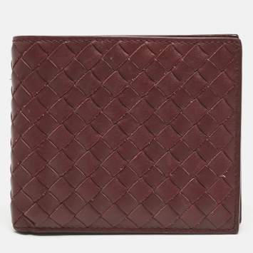 Bottega Veneta Burgundy Intrecciato Leather Bifold Wallet