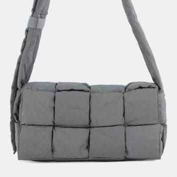 مملوكة مسبقًا Bottega Veneta Padded Tech Cassette Shoulder Bag Gray Nylon
