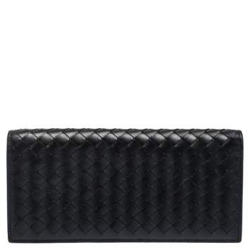 مملوكة مسبقًا Bottega Veneta Black Intrecciato Leather Continental Wallet