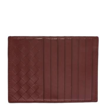 مملوكة مسبقًا Bottega Veneta Rouille/Rust Intrecciato Leather Card Holder 8CC
