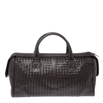 مملوكة مسبقًا Bottega Veneta Dark Brown Intrecciato Leather VN Duffle Bag
