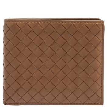 Pre Owned Bottega Veneta Beige Intrecciato Leather Bifold Wallet