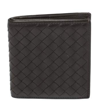 Pre Owned Bottega Veneta Brown Intrecciato Leather Card holder