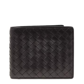 Pre Owned Bottega Veneta Brown Intrecciato Leather Bifold Wallet
