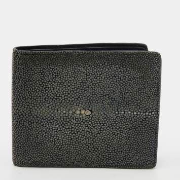 Pre Owned Bottega Veneta Grey Stingray Bifold Wallet
