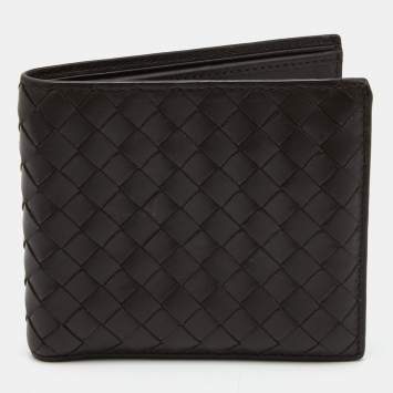 Pre Owned Bottega Veneta Brown Intrecciato Leather Bifold Wallet
