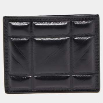مملوكة مسبقًا Bottega Veneta Black Padded Intrecciato Leather Card Holder