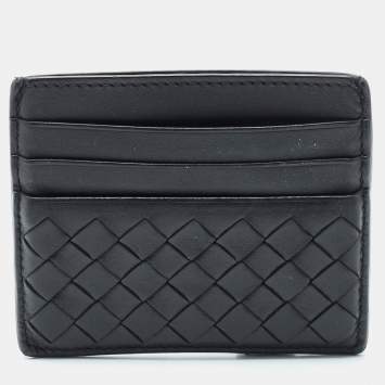 مملوكة مسبقًا Bottega Veneta Black Intrecciato Leather Card Holder