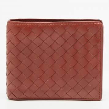 مملوكة مسبقًا Bottega Veneta Rust Intrecciato Leather Bifold Wallet
