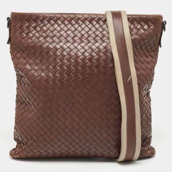 مملوكة مسبقًا Bottega Veneta Brown Intrecciato Leather Messenger Bag