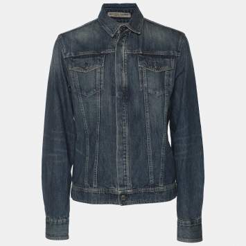 Pre Owned Bottega Veneta Blue Denim Button Front Jacket M
