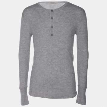Bottega Veneta Cashmere Knit Henley Neck Full Sleeve T-Shirt L