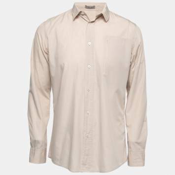 Pre Owned Bottega Veneta Bone White Cotton Pocket Detail Shirt M