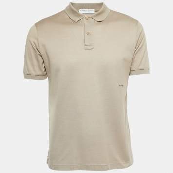 Pre Owned Bottega Veneta Light Brown Cotton Pique Polo T-Shirt M