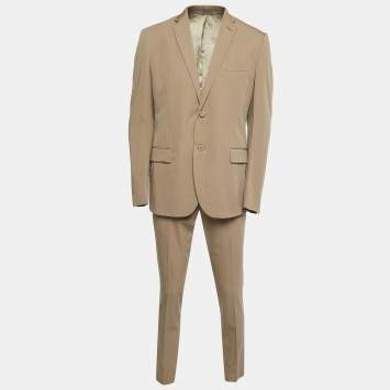 Pre Owned Bottega Veneta Beige Wool Tailored Suit XL/L