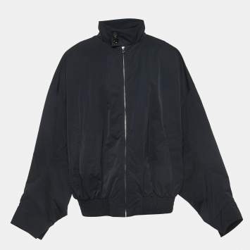 Pre Owned Bottega Veneta Navy Blue Nylon Oversized Bomber Jacket XXL