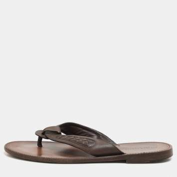 Bottega Veneta Brown Intrecciato Leather Thong Sandals Size 43