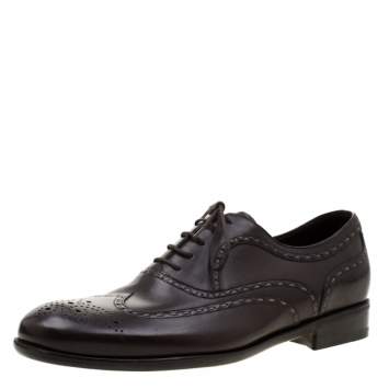 Pre Owned Bottega Veneta Brown Leather Brogue Oxfords Size 42