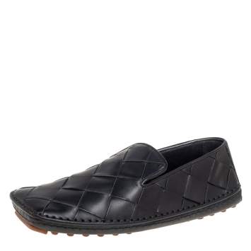 Pre Owned Bottega Veneta Black Intrecciato Leather Douglas Loafers Size 37