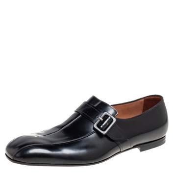 Pre Owned Bottega Veneta Black Leather Loafers Size 41