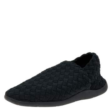Pre Owned Bottega Veneta Black Intrecciato Elastic Fabric Starfish Slip On Sneakers Size 42