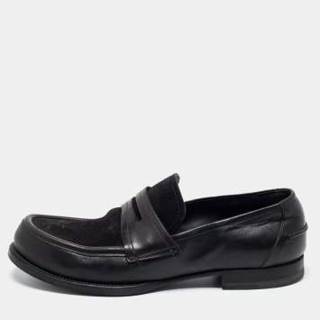 Pre Owned Bottega Veneta Black Suede And Leather Slip on Loafers Size 42 