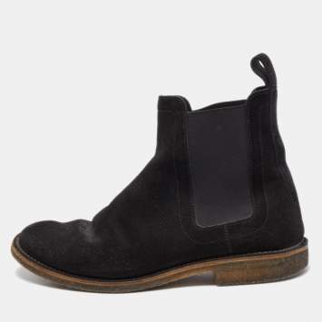 Pre Owned Bottega Veneta Black Suede Chelsea Ankle Boots Size 40