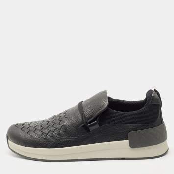 Pre Owned Bottega  Veneta Black Leather Low Top Sneakers Size 42
