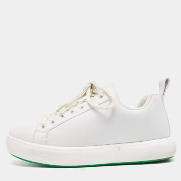 Pre Owned Bottega Veneta White Leather Pillow Sneakers Size 43