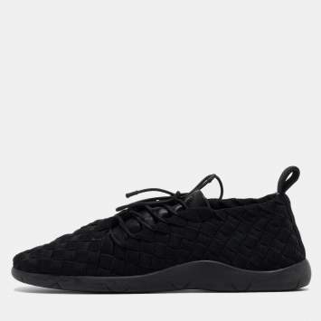 Pre Owned Bottega Veneta Black Woven Fabric Elasticated Intrecciato Sneakers Size 40