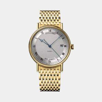 Breguet Silver 18K Yellow Gold Classique 5177Ba/15/Av0 Automatic Men's Wristwatch 38 mm