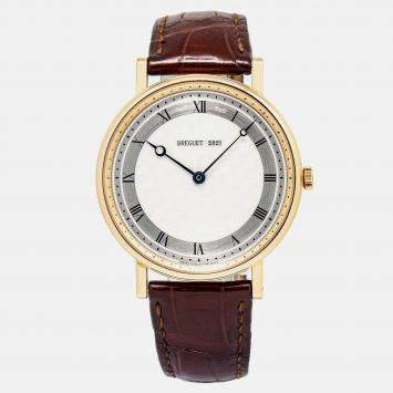 Breguet Classique 5967 Manual Winding Silver 18K Yellow Gold Men's Wristwatch 41 mm