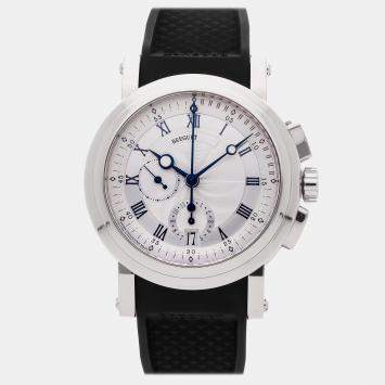 Breguet Marine Chronograph 5827BB/12/9Z8 Automatic Silver 18k White Gold Men's Wristwatch 42 mm