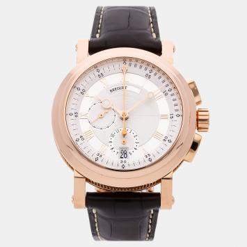 Pre Owned Pre-Owned Breguet Marine Chronograph 5827BR/12/5ZU  Silver Automatic 18k Rose Gold Men's Wristwatch 42 mm
