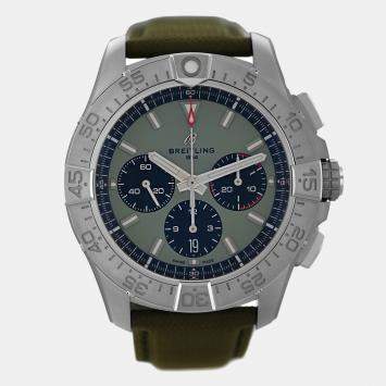 Pre Owned Breitling Green Stainless Steel Avenger AB0147101L1X1 Automatic Men's Wristwatch 44 mm
