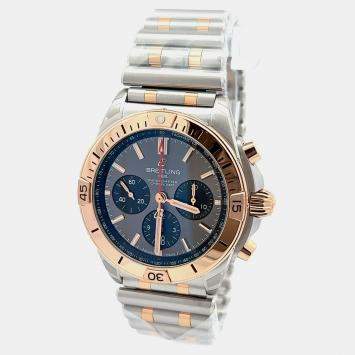 Pre Owned Breitling Chronomat UB0134101B1U1 Automatic Grey 18K Rose Gold Stainless Steel Men’s Wristwatch 42 mm