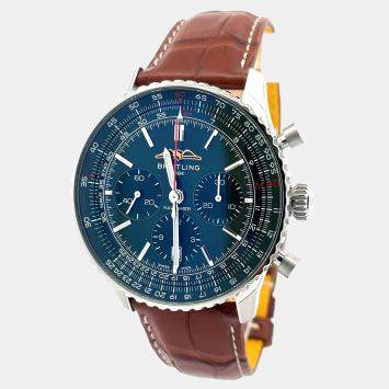 Pre Owned Breitling Navitimer AB01382B1L1P1 Automatic Green Stainless Steel Men’s Wristwatch 43 mm