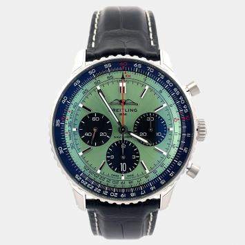 Pre Owned Breitling Navitimer AB0138241L1P1 Automatic Green Stainless Steel Men’s Wristwatch 43 mm