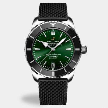 Pre Owned ساعة يد رجالية بريتلينغ سوبر أوشن AB2010121L1S1 أوتوماتيكية خضراء ستانلس ستيل 42 مم