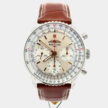 Pre Owned Breitling Navitimer 1 B01 AB0139211G1P1 Silver Stainless Steel Automatic Men's Watches 41mm