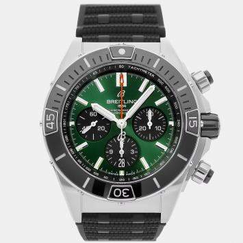 Pre Owned Breitling Green Stainless Steel Chronomat AB0136251L1S1 Automatic Men's Wristwatch 44 mm