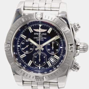 Pre Owned Breitling Black Stainless Steel Chronomat AB0115 Automatic Men's Wristwatch 44 mm