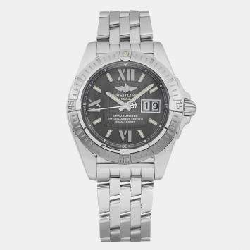 Pre Owned Breitling Black Stainless Steel Galactic Cockpit A49350 Automatic  Men's Wristwatch 41mm