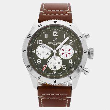 Pre Owned Breitling Super Avi B04 Chronograph GMT Curtiss Warhawk AB04452A1L1X1 Automatic Men's Wristwatch 46MM