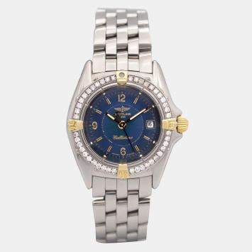 Breitling Customised Blue 0.50CT Diamond Stainless Steel Callistino B52045 Quartz Women's Wristwatch 28mm
